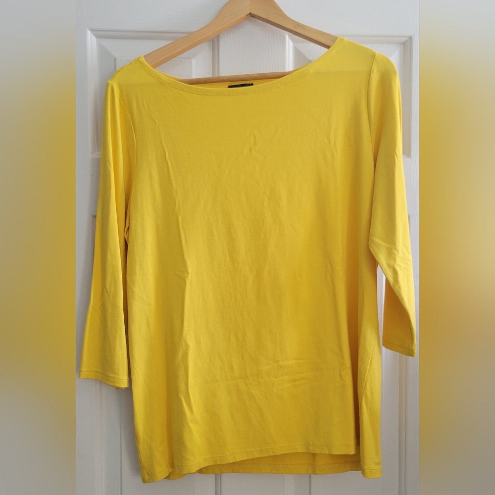 Yellow Ann Taylor Women's 3/4 Length Sleeve Top